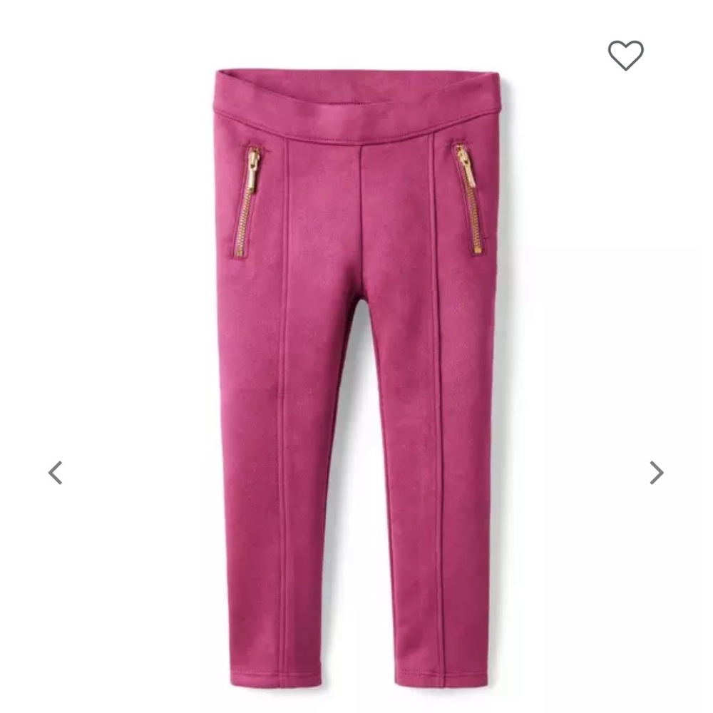 Janie and Jack Pink Violet Leggings with Gold Zippers